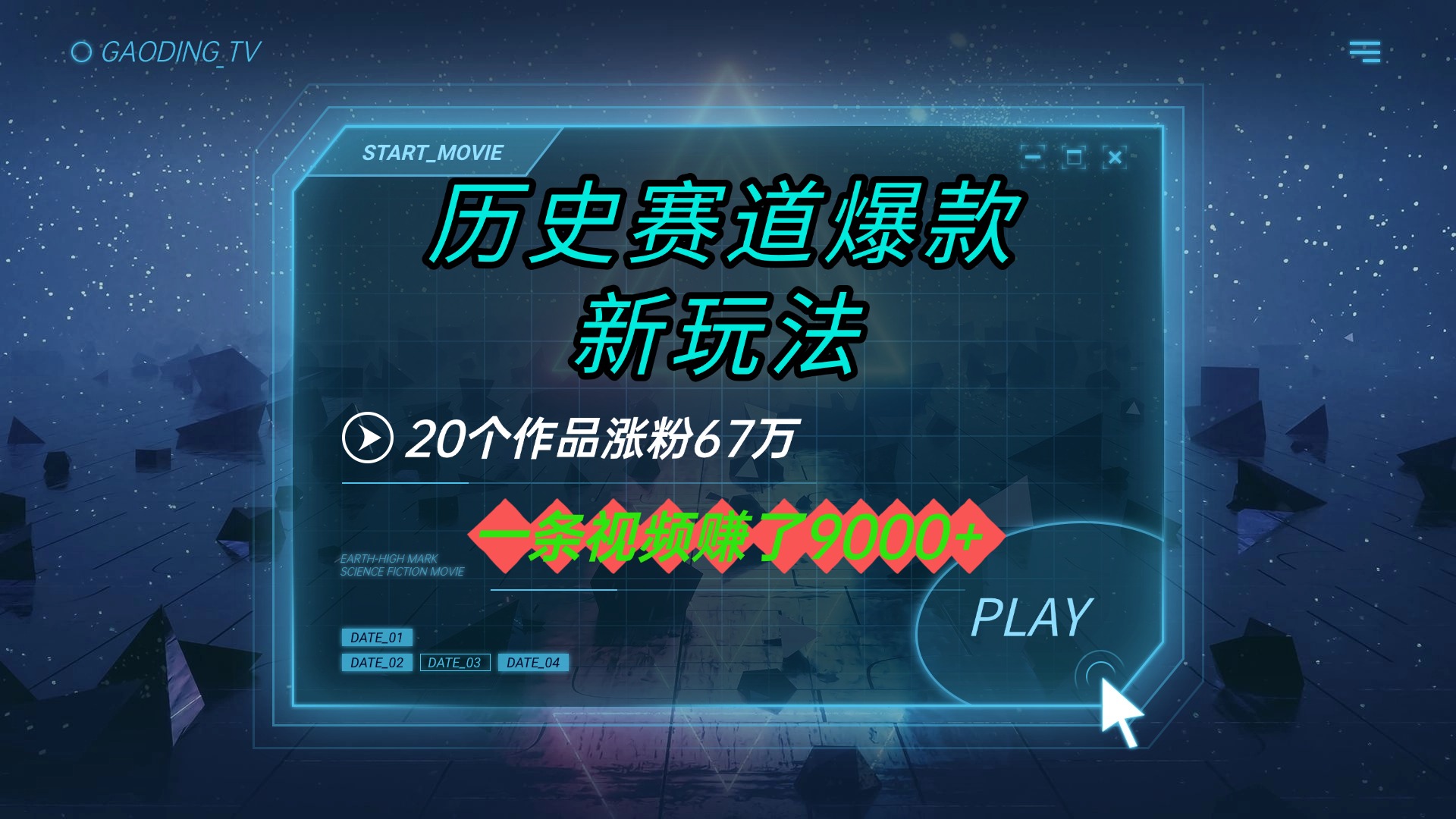 20个作品涨粉67万,一条视频赚了9000+,历史赛道爆款新玩法-翌晨科技网