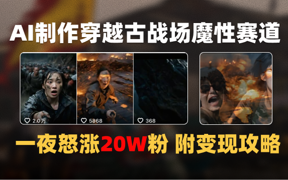 AI制作穿越古战场视频一夜涨粉20W保姆级教学（附AI变现指南）-翌晨科技网