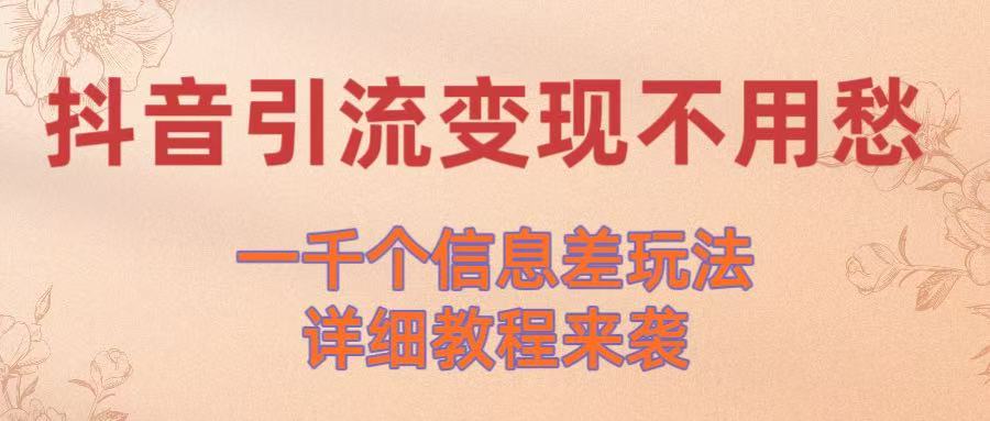 抖音引流变现不用愁!一千个信息差玩法详细教程来袭-翌晨科技网