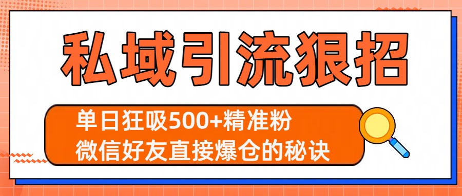私域引流狠招：单日狂吸500+精准粉，微信好友直接爆仓的秘诀-翌晨科技网