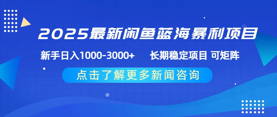 2025最新闲鱼蓝海暴利项目 ,新手日入1000-3000+ 长期稳定项目 可矩阵-翌晨科技网