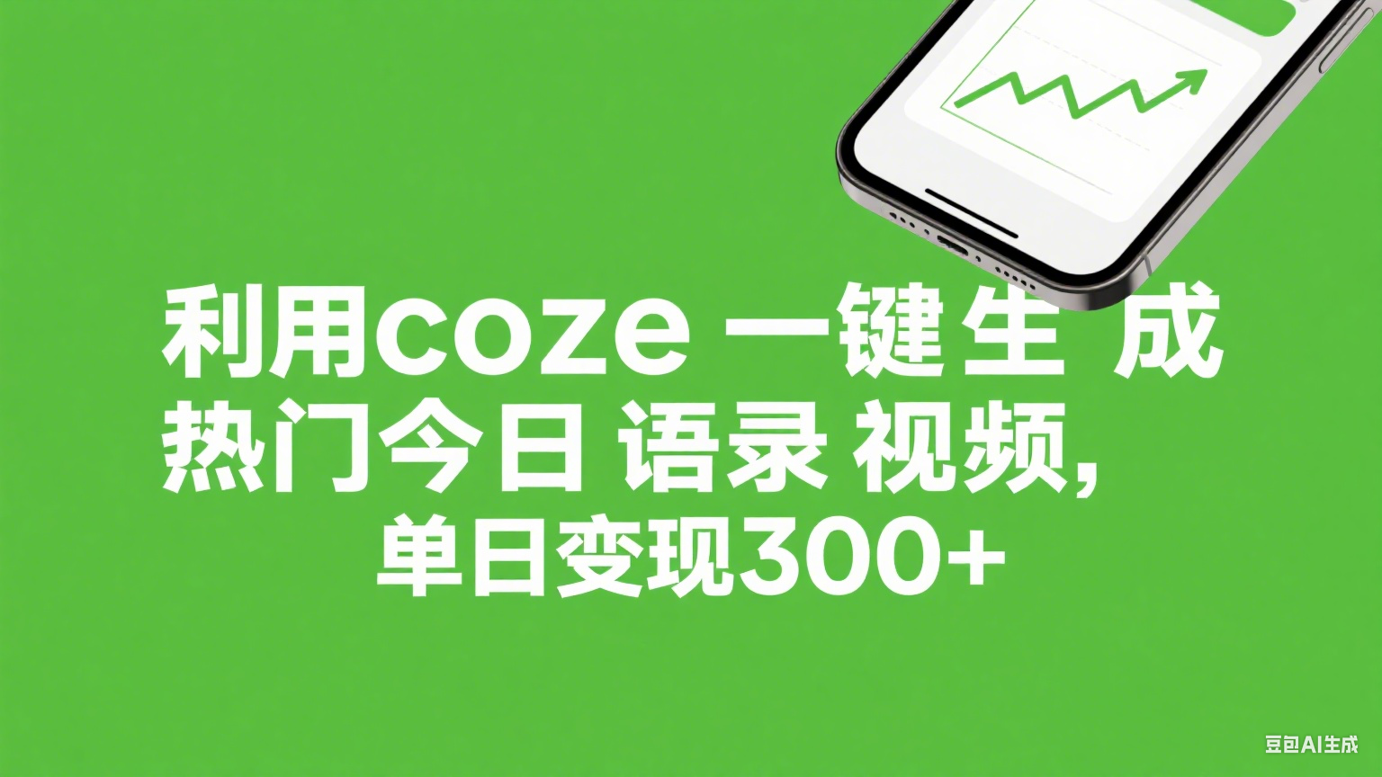 利用coze一键生成热门今日语录视频，单日变现300+-翌晨科技网