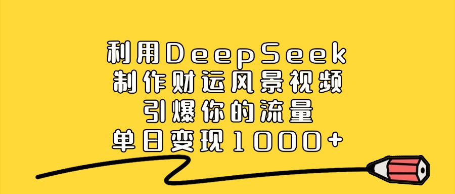 利用DeepSeek制作，财运风景视频，引爆你的流量，单日变现1000+-翌晨科技网