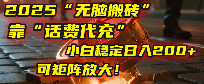无脑搬砖项目：靠“话费代充”，小白稳定日入200+，可矩阵放大！-翌晨科技网