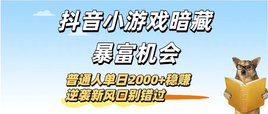 抖音小游戏暗藏暴富机会!普通人单日2000+稳赚,逆袭新风口别错过-翌晨科技网