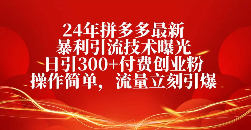 25年拼多多最新暴利引流技术曝光、日引300+付费创业粉操作简单,流量立刻引爆-翌晨科技网