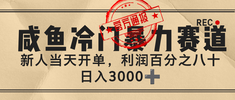 闲鱼，冷门暴力赛道，一单 80%利润，新人轻松日入 3000+-翌晨科技网