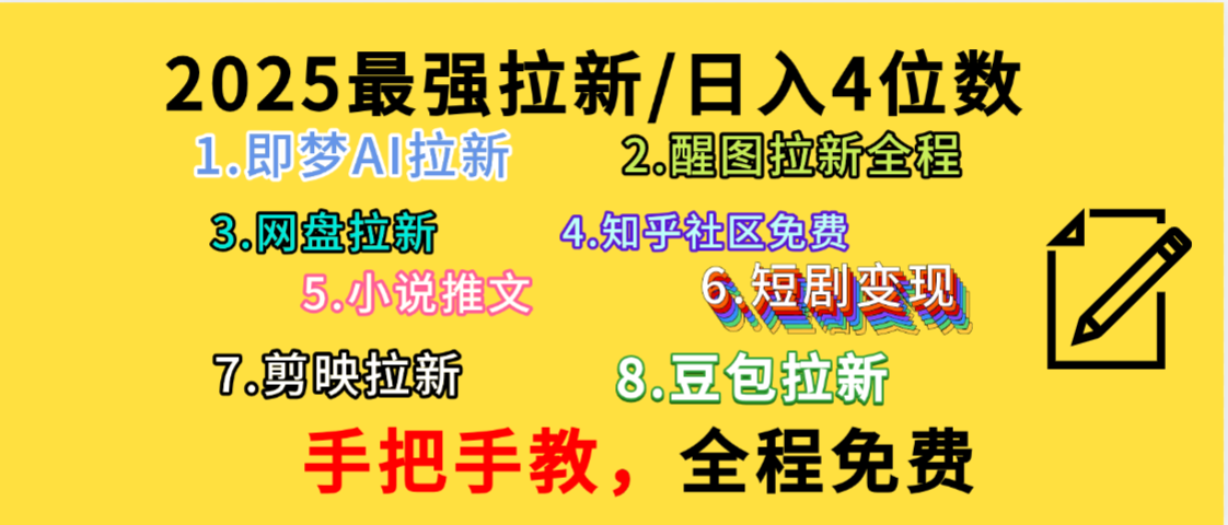 全程免费,手把手教,日入4位数的拉新项目,教会你免费使用各种AI软件,并且持续更新市面上最新的项目哦!-翌晨科技网