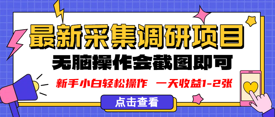 新版采集调研项目,截图上传即可,无脑操作,日收益1-2张-翌晨科技网