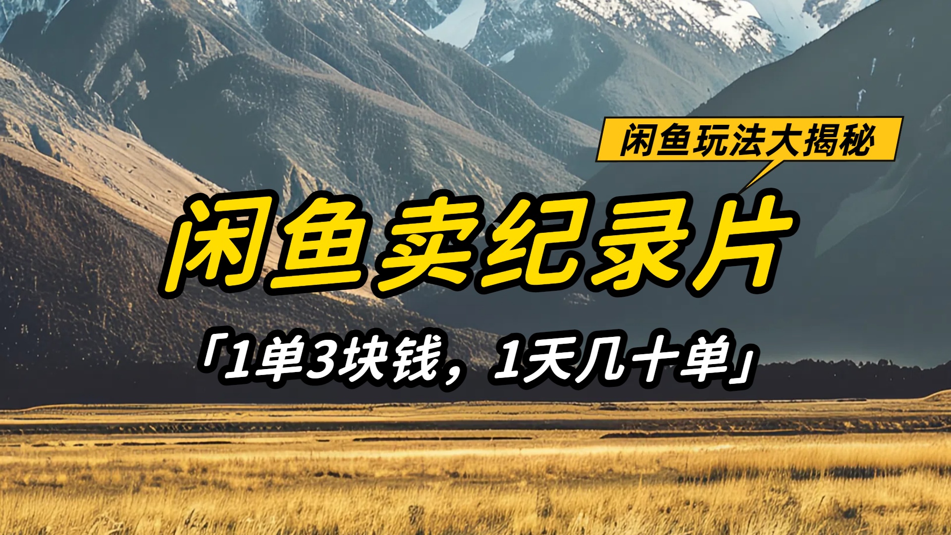 闲鱼卖纪录片1单3块钱,1天几十单,项目稳定有潜力-翌晨科技网