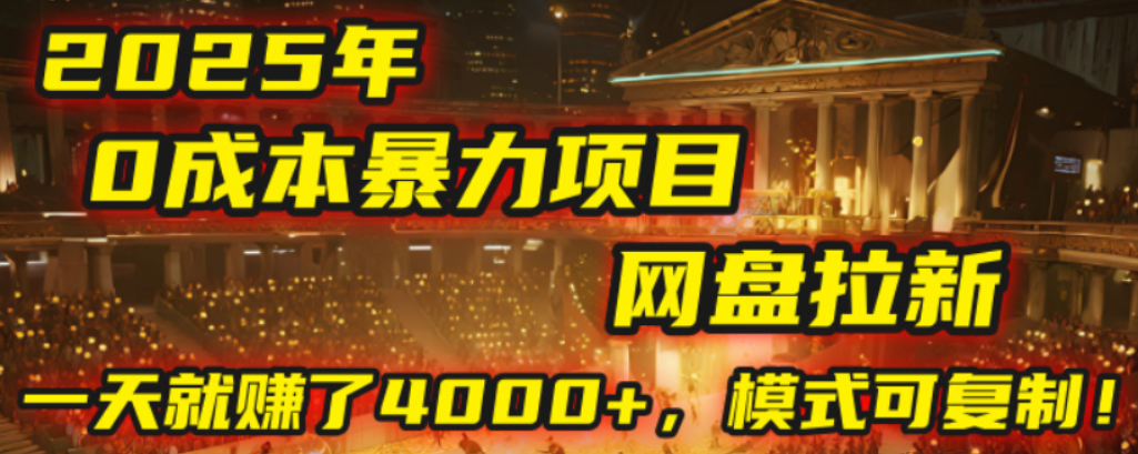 2025年,一个0成本的暴力项目,靠网盘拉新,有人一天就赚了4000+,模式可复制!-翌晨科技网