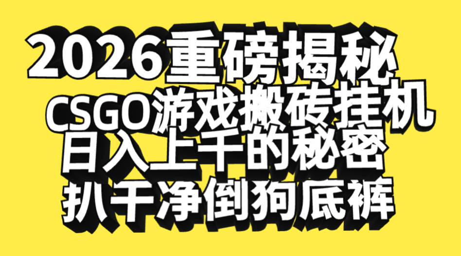 2026开年重磅解密，CSGO游戏搬砖挂机日入上千的秘密，把倒狗的底裤扒干净，毫无保留-翌晨科技网