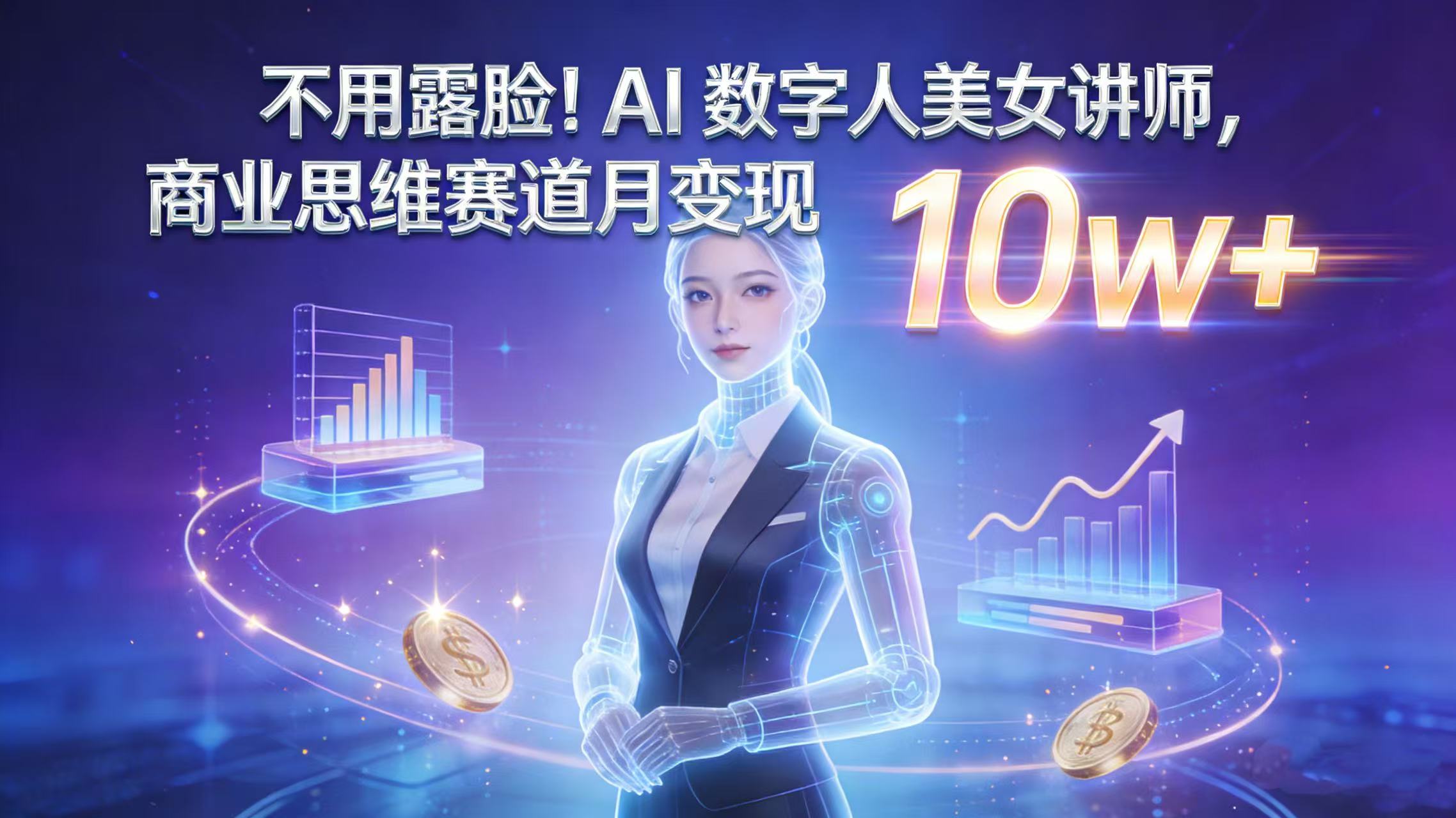不用露脸！AI 数字人美女讲师，商业思维赛道月变现 10w+-翌晨科技网