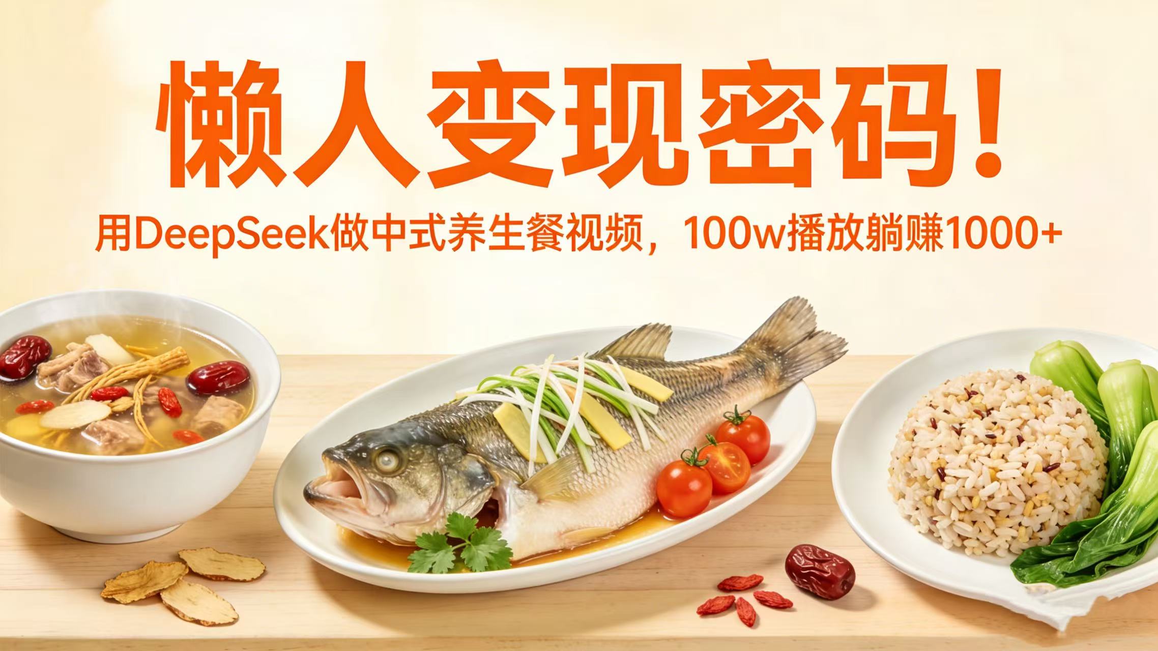 懒人变现密码！用 DeepSeek 做中式养生餐视频，100w 播放躺赚 1000+-翌晨科技网