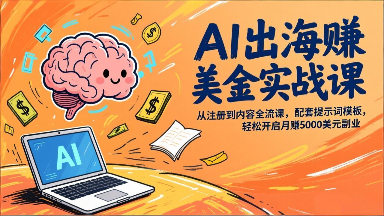 AI出海赚美金实战课，从注册到内容全流程，配套提示词模板，轻松开启月赚5000美元副业-翌晨科技网