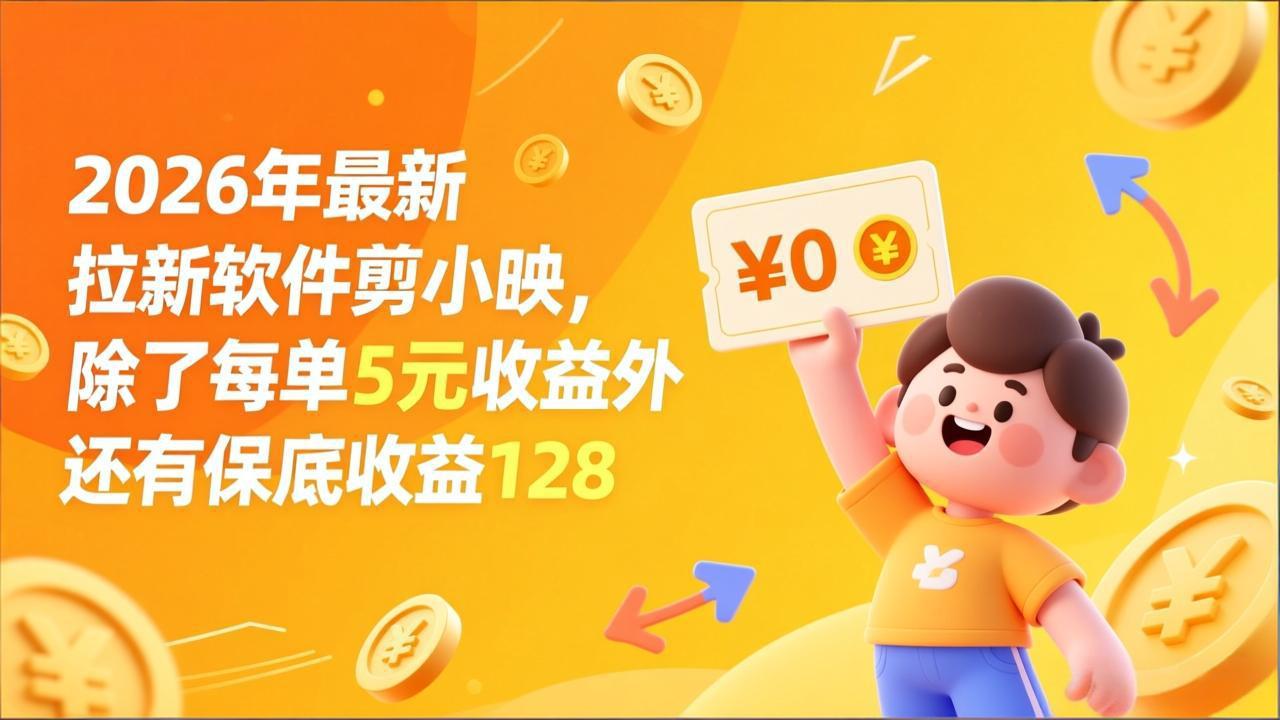 最新拉新软件剪小映,除了每单5元收益外还有保底收益128-翌晨科技网