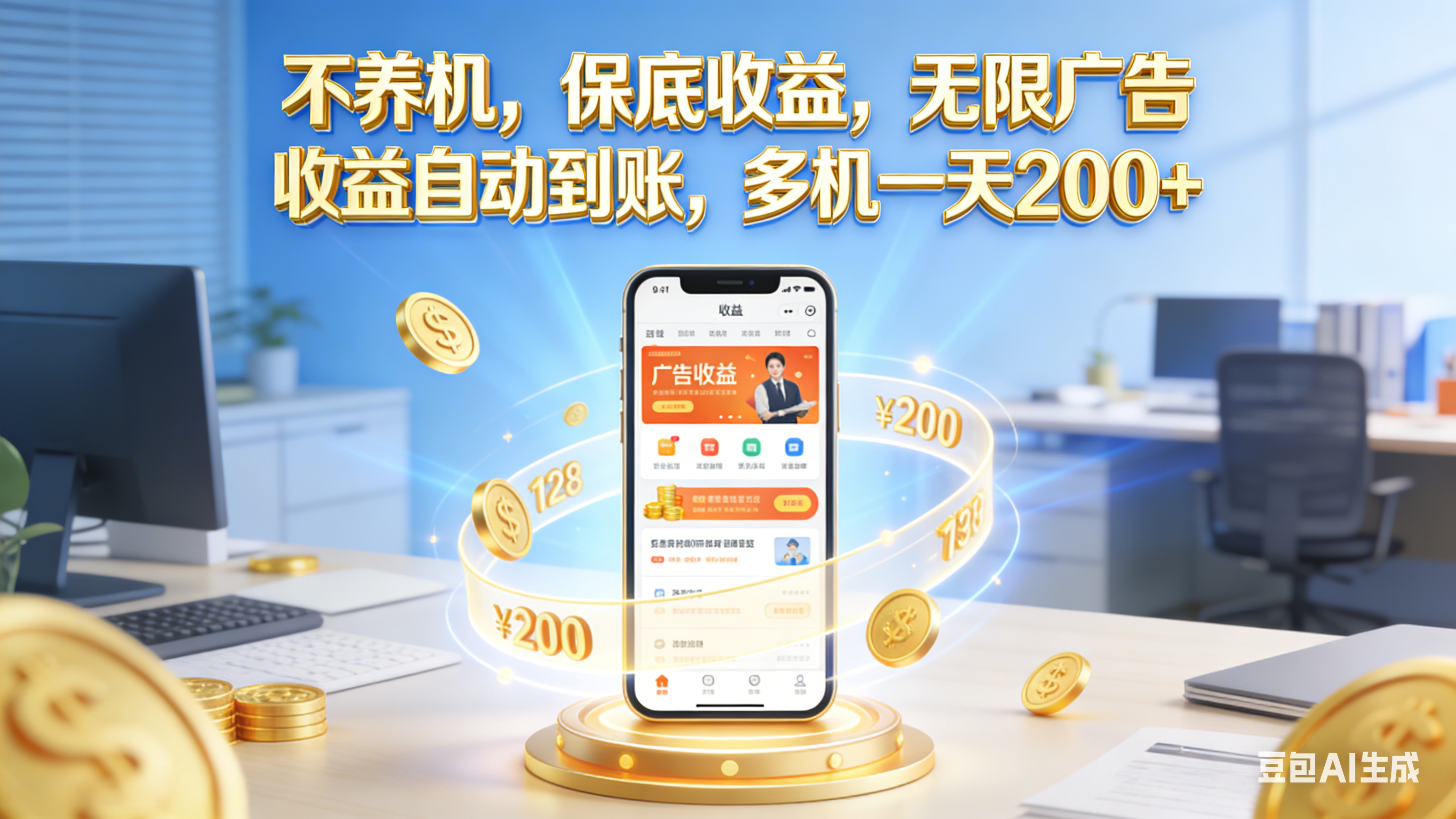 不养机，保底收益，无限广告，收益自动到账，多机一天200+-翌晨科技网