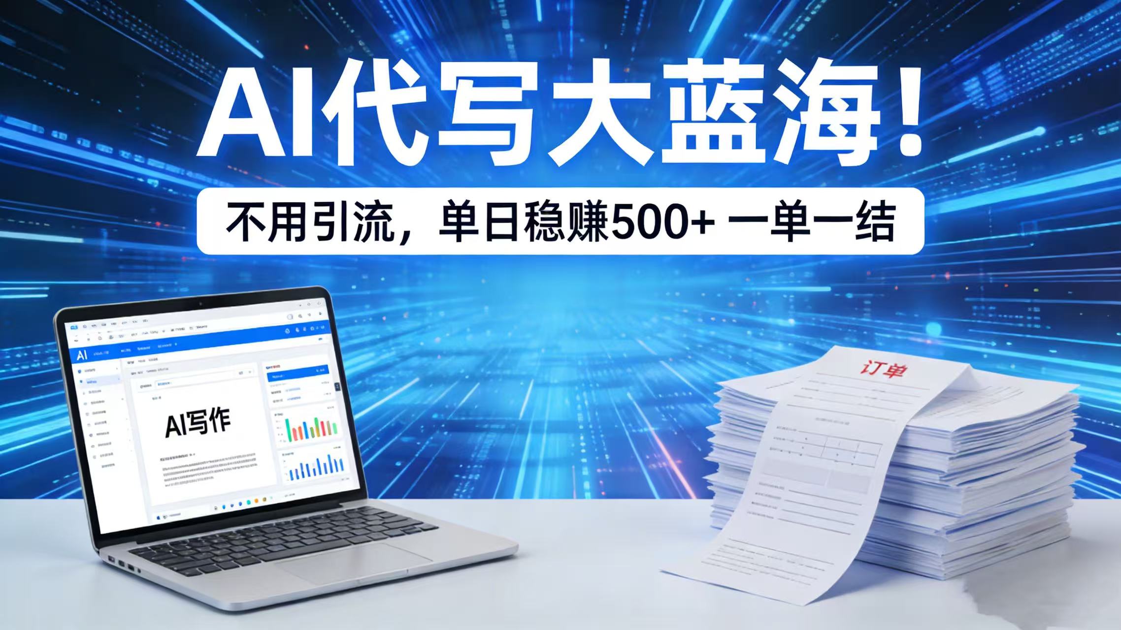 AI 代写大蓝海!不用引流,单日稳赚 500 + 一单一结-翌晨科技网