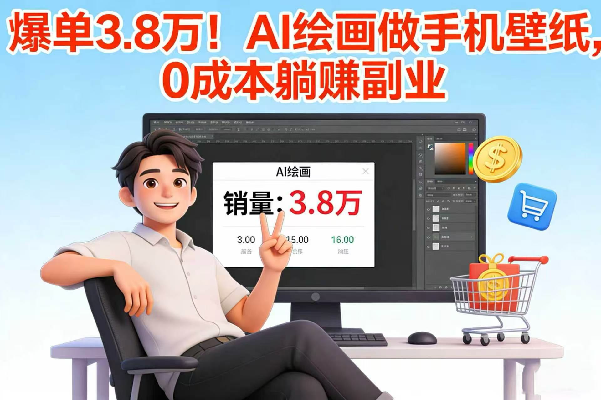 爆单 3.8 万！AI 绘画做手机壁纸，0 成本躺赚副业-翌晨科技网