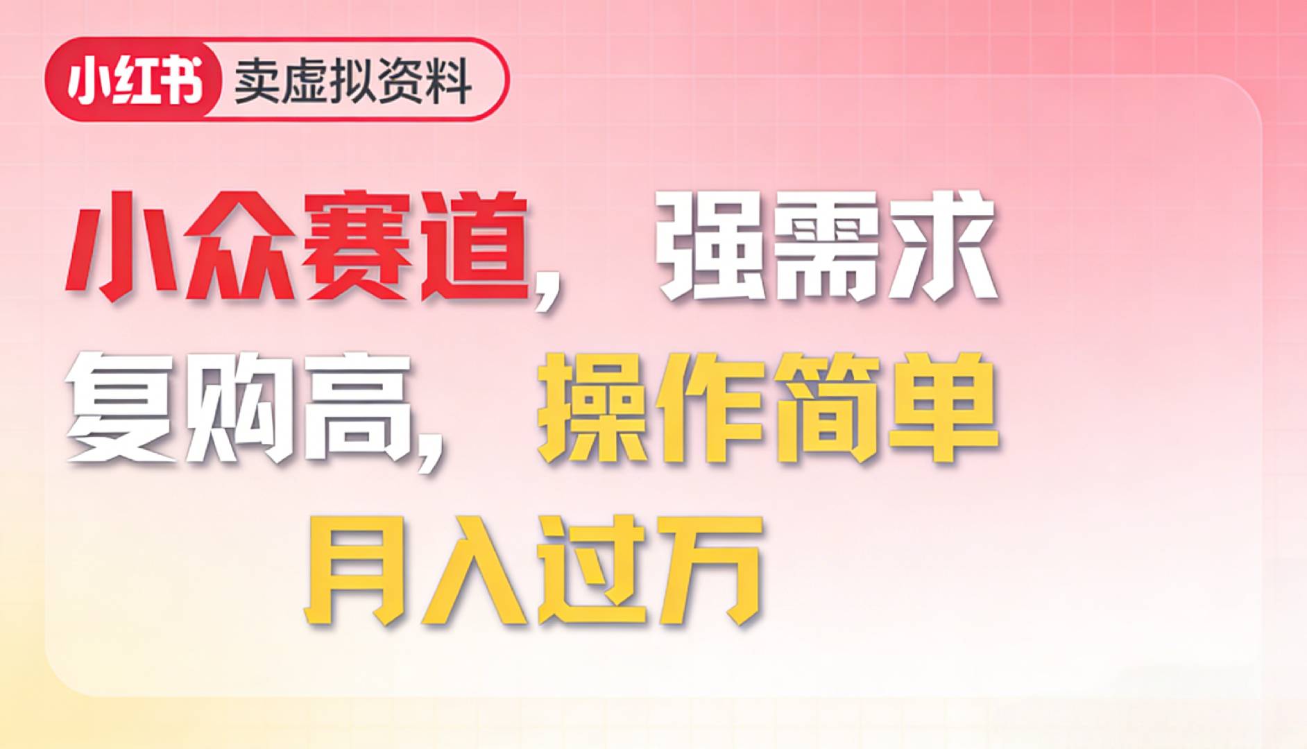 2026年就做小众赛道，强需求，复购高，月入过万，操作简单-翌晨科技网