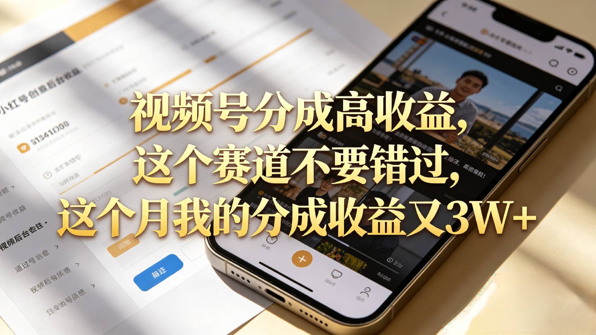 想要【视频号分成高收益】，这个赛道不要错过，这个月我的分成收益又3W+-翌晨科技网