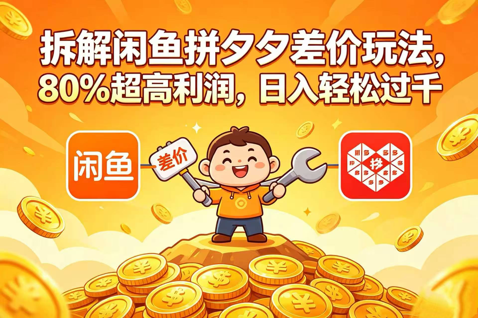 拆解闲鱼拼夕夕差价玩法，80% 超高利润，日入轻松过千-翌晨科技网