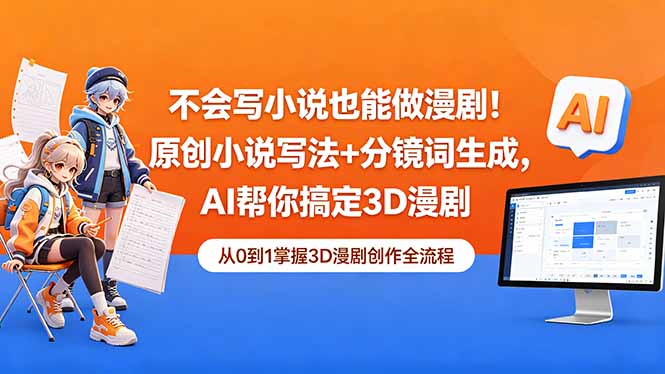 （18512期）不会写小说也能做漫剧！原创小说写法+分镜词生成，AI帮你搞定3D漫剧-翌晨科技网