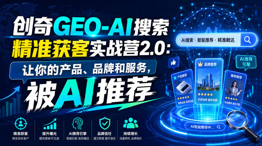 创奇GEO-AI搜索精准获客实战营2.0：让你的产品、品牌和服务，被AI推荐-翌晨科技网