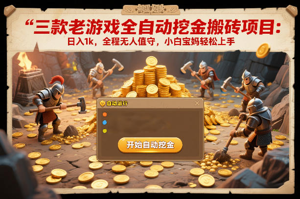 三款老游戏全自动挖金搬砖项目：日入1k，全程无人值守，小白宝妈轻松上手【揭秘】-翌晨科技网