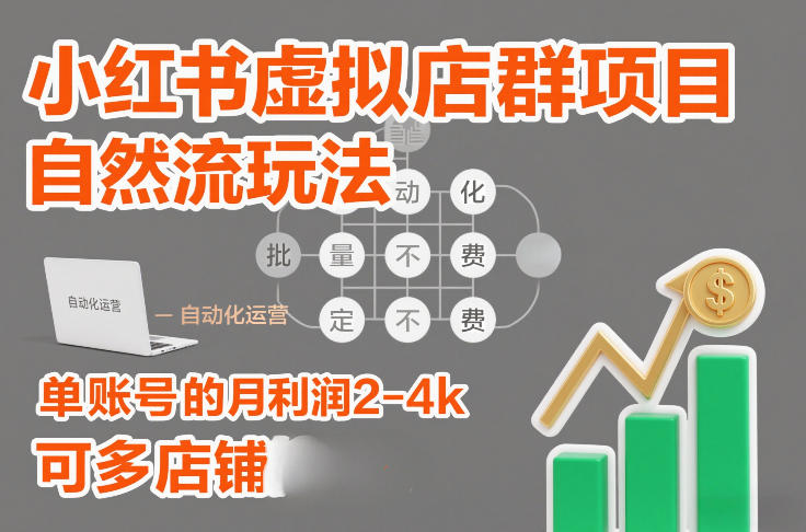 小红书虚拟店群项目，自然流玩法，批量自动化，稳定不费号，单账号的月利润2-4k，可多店矩阵-翌晨科技网