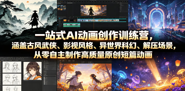 一站式AI动画创作训练营，涵盖古风武侠、影视风格、异世界科幻、解压场景，从零自主制作高质量原创短篇动画-翌晨科技网