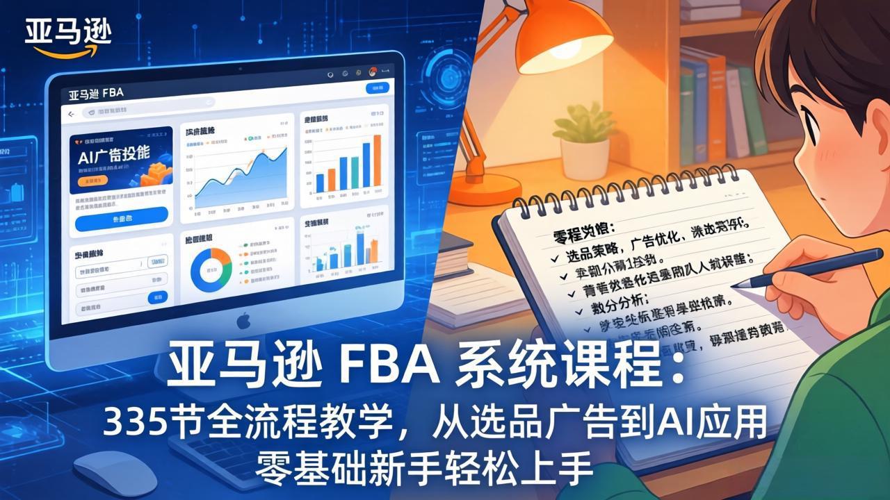 （17744期）亚马逊 FBA 系统课程（更新26年3月）335节全流程教学，从选品广告到AI应用，零基础新手轻松上手-翌晨科技网