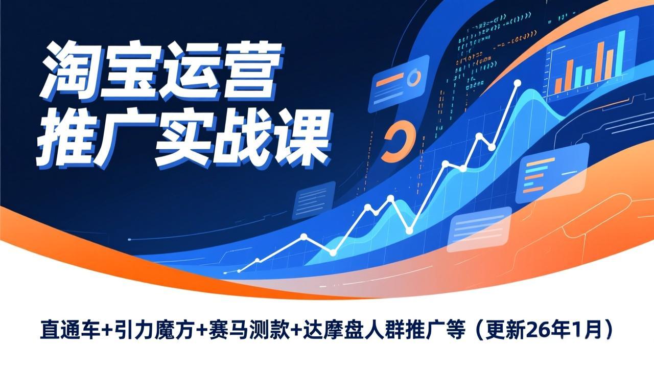 （17200期）淘宝运营推广实战课，直通车+引力魔方+赛马测款+达摩盘人群推广等（更新26年1月）-翌晨科技网