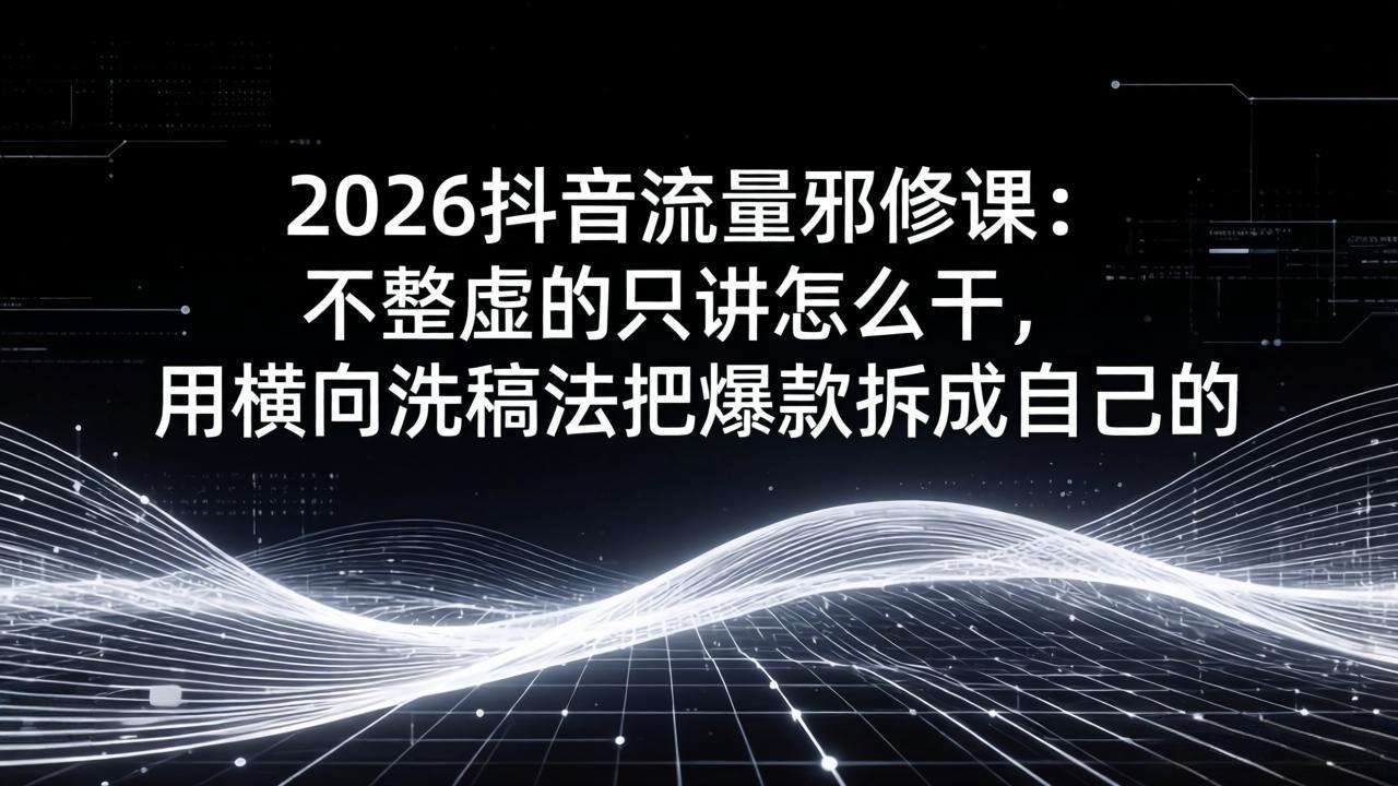 （17725期）2026抖音流量邪修课：不整虚的只讲怎么干，用横向洗稿法把爆款拆成自己的-翌晨科技网
