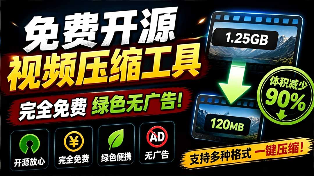 （19495期）Github开源视频压缩瘦身工具，轻松压缩90%，并保持画质清晰，完全免费绿色无广告！VideoSlim-翌晨科技网