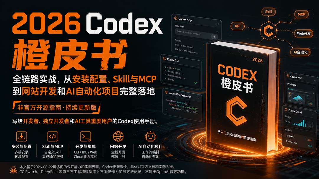 （20105期）2026Codex橙皮书：全链路实战，从安装配置、Skill与MCP到网站开发和AI自动化项目完整落地-翌晨科技网