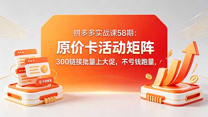 （18395期）拼多多实战课58期：原价卡活动矩阵，300链接批量上大促，不亏钱跑量-翌晨科技网