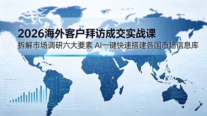 （18992期）2026海外客户拜访成交实战课：拆解市场调研六大要素，AI一键快速搭建各国市场信息库-翌晨科技网