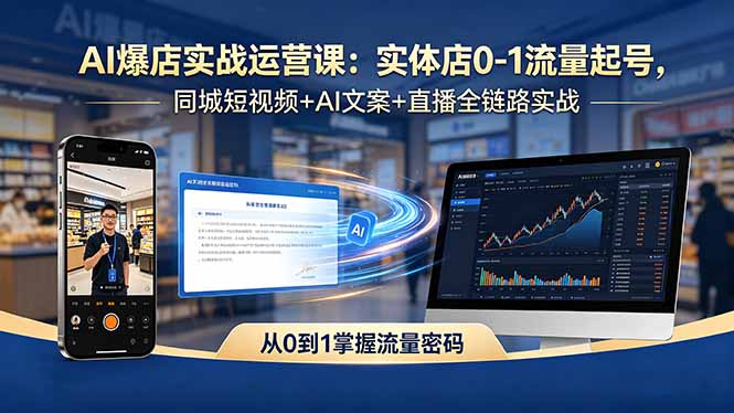 （18451期）AI爆店实战运营课：实体店0-1流量起号，同城短视频+AI文案+直播全链路实战-翌晨科技网
