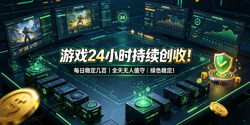 游戏24小时持续创收！每日稳定几百，全天无人值守，绿色稳定！【揭秘】-翌晨科技网
