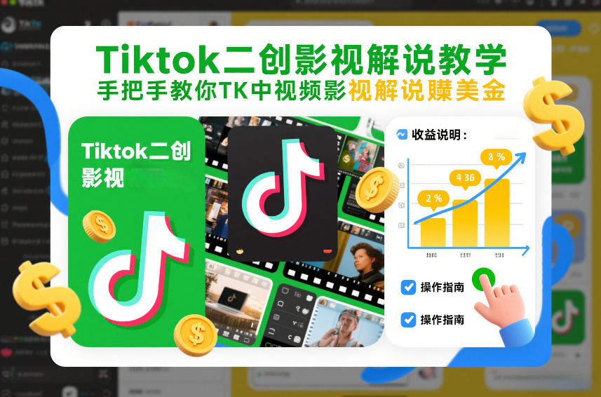 Tiktok二创影视解说教学，手把手教你TK中视频影视解说賺美金（更新26年1月）-翌晨科技网