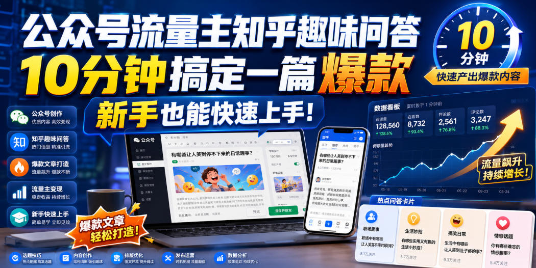 公众号流量主知乎趣味问答，10分钟搞定一篇爆款，新手也能快速上手！-翌晨科技网