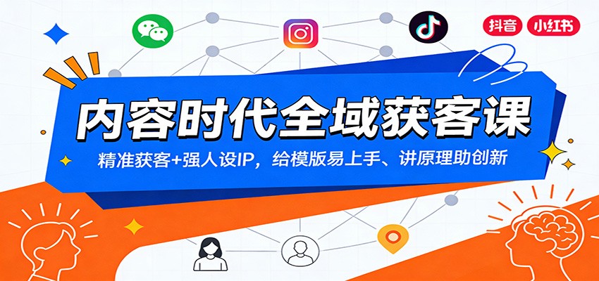 内容时代全域获客课：精准获客+强人设IP，给模版易上手、讲原理助创新-翌晨科技网