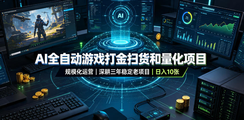 AI全自动游戏打金扫货和量化项目，规模化运营日入10张，深耕三年稳定老项目！【揭秘】-翌晨科技网