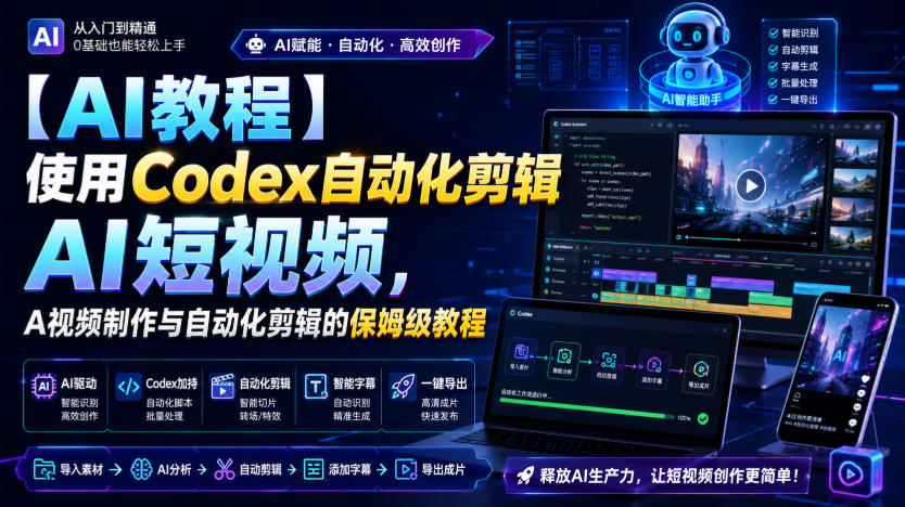 【AI教程】使用Codex自动化剪辑AI短视频,AI视频制作与自动化剪辑的保姆级教程-翌晨科技网
