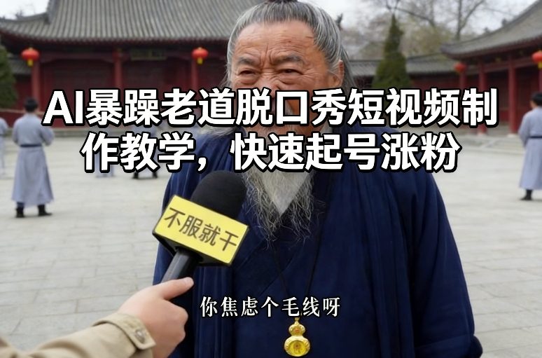 AI暴躁老道脱口秀短视频制作教学，快速起号涨粉-翌晨科技网