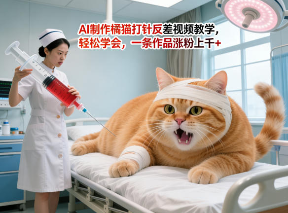 AI制作橘猫打针反差视频教学，轻松学会，一条作品涨粉上千+-翌晨科技网