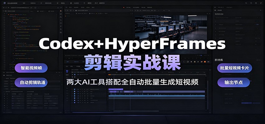 Codex+HyperFrames剪辑实战课：两大AI工具搭配全自动批量生成短视频-翌晨科技网