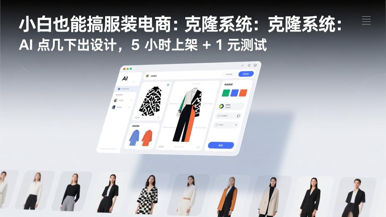 （17411期）小白也能搞服装电商：克隆系统：AI 点几下出设计，5 小时上架 + 1 元测试-翌晨科技网