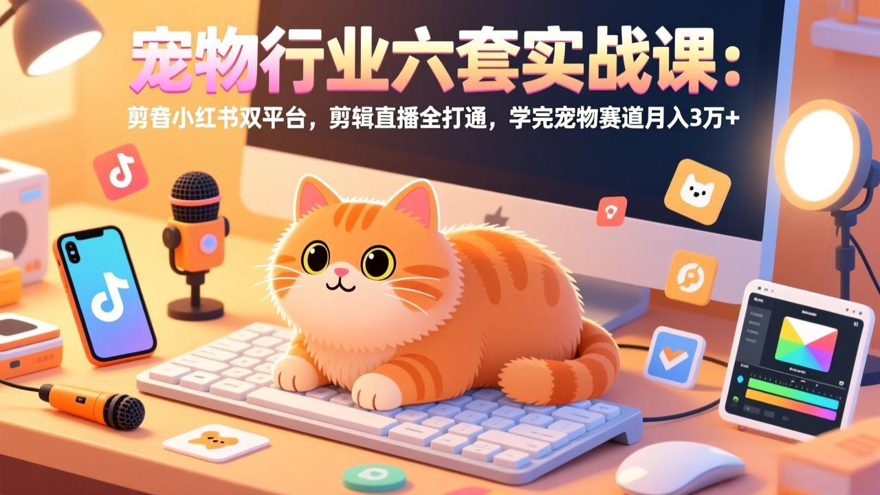 （17411期）宠物行业六套实战课：抖音小红书双平台，剪辑直播全打通，学完宠物赛道月入3万+-翌晨科技网